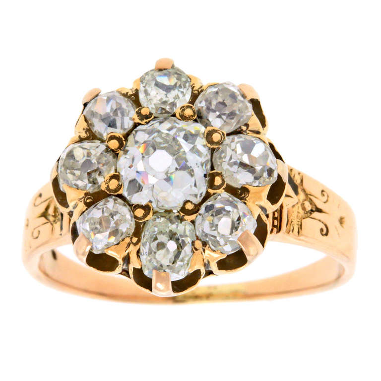 Victorian Antique Diamond Fleurette Ring