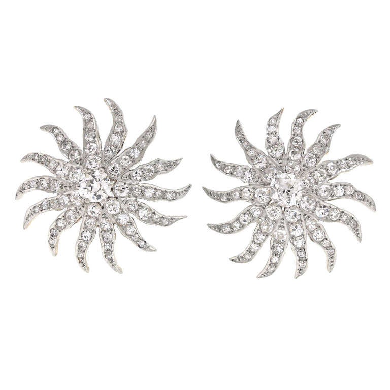 Art Deco Diamond Sunburst Earrings