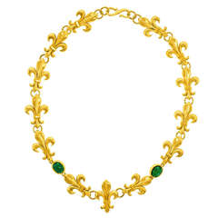 Emerald Gold Fleur-de-lis Necklace