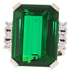 Modernist 25 Carat Tourmaline Diamond Gold Cocktail Ring