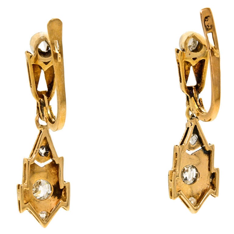 Art Deco Diamond Dangle Earrings 3