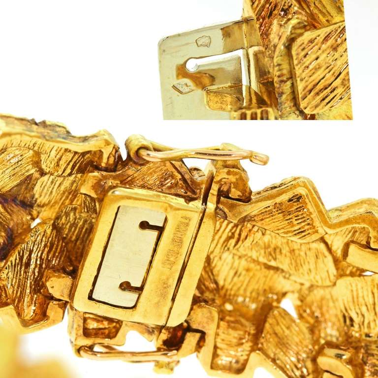 French Brutalist Modern Gold Bracelet In Excellent Condition In Litchfield, CT