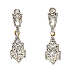 Antique Art Deco Diamond Dangle Earrings