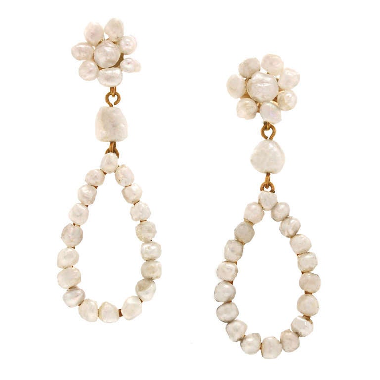 Women's Natural Pearl Dangle Earrings