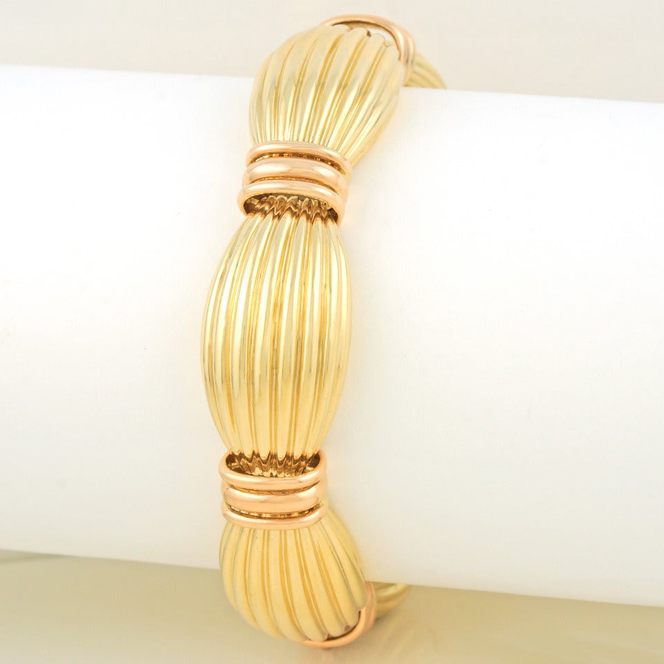 French Fabulous Sixties Gold Bracelet In Excellent Condition In Litchfield, CT