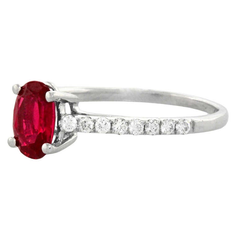 Ruby 1.05 carat No Heat  Diamond Ring In Excellent Condition In Litchfield, CT