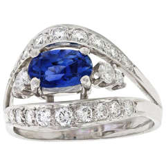 Vintage Modernist Sapphire Diamond Ring