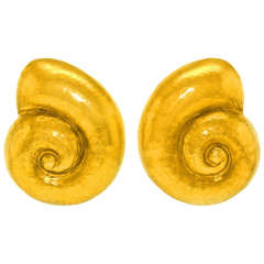 Swiss Nautilus Shell Gold Earrings