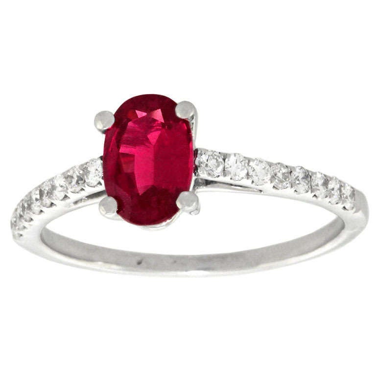 Ruby 1.05 carat No Heat  Diamond Ring