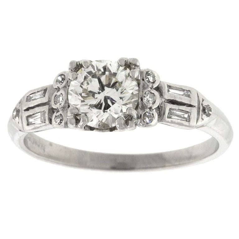 Chic Art Deco Diamond Platinum Engagement Ring