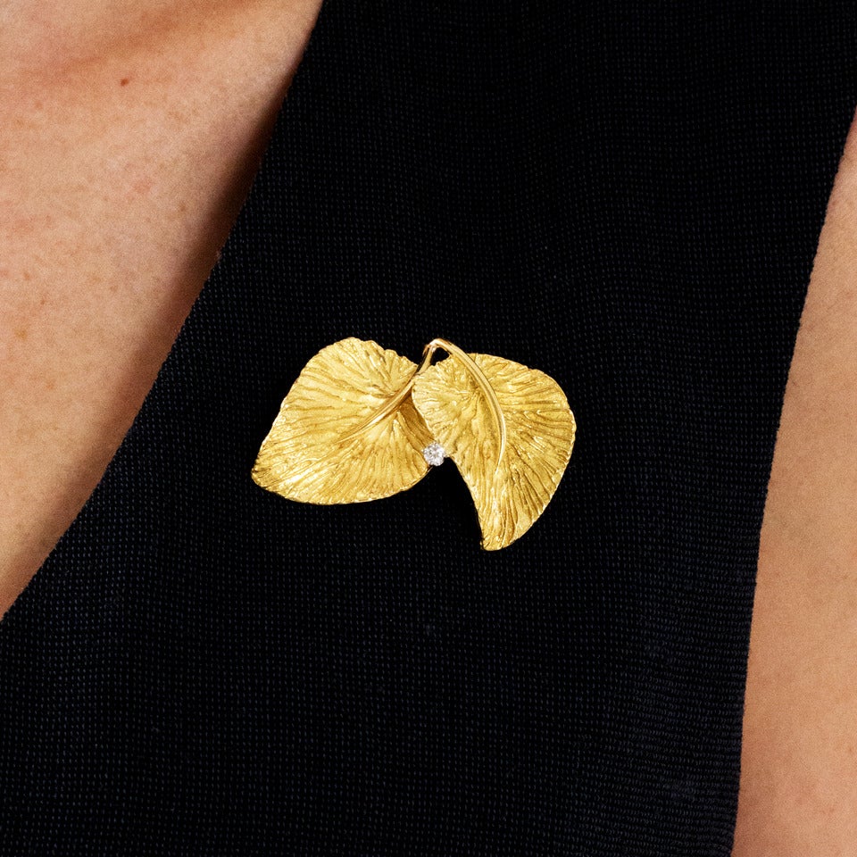 Women's Tiffany & Co. Diamond Gold Leaf Brooch
