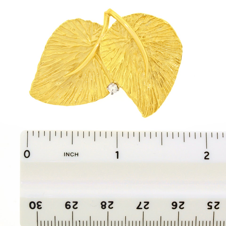 Tiffany & Co. Diamond Gold Leaf Brooch 2