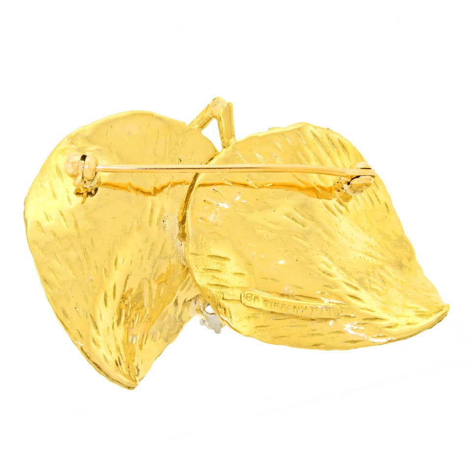 Tiffany & Co. Diamond Gold Leaf Brooch 4