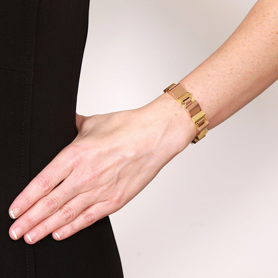 Women's Art Deco Two Tone Gold Bracelet