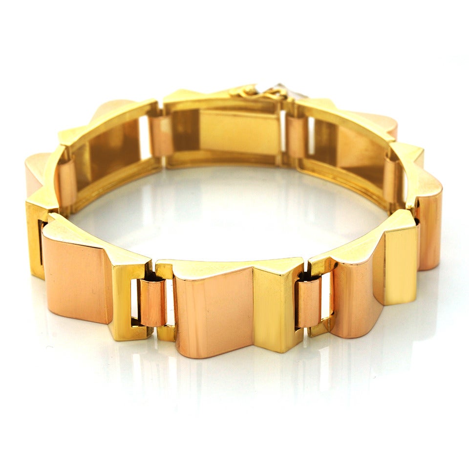 Art Deco Two Tone Gold Bracelet 3