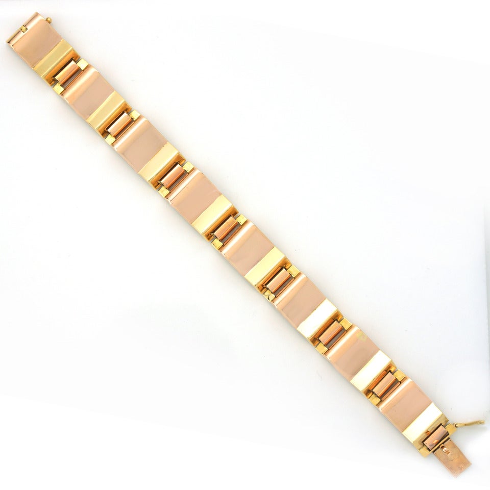 Art Deco Two Tone Gold Bracelet 4
