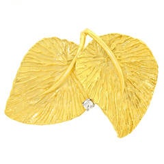 Tiffany & Co. Diamond Gold Leaf Brooch