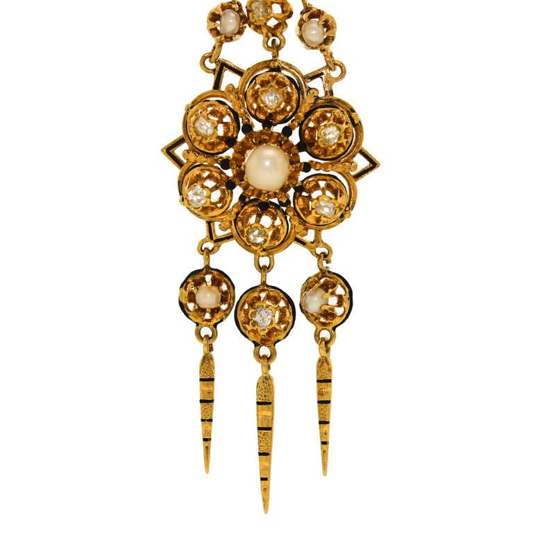 Women's Antique Diamond and Pearl Earrings