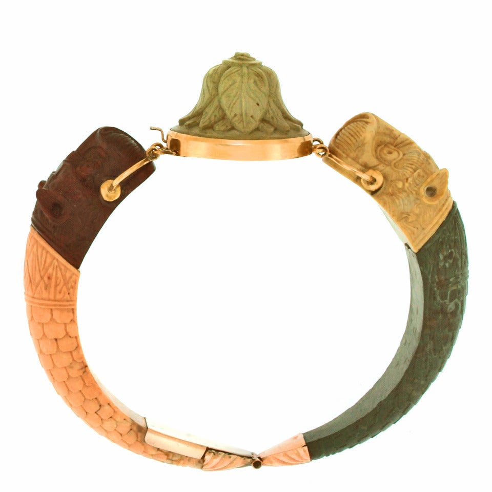 c1820-40s Etruscan Revival Carved Lava Bracelet 4