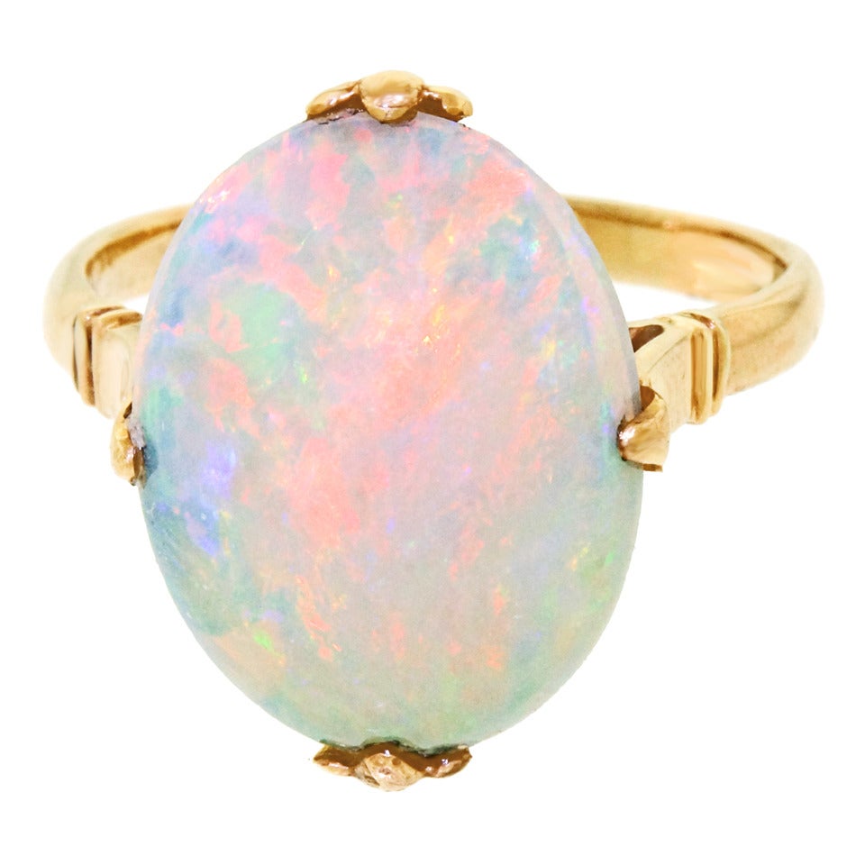 American Antique Opal Gold Ring In Excellent Condition In Litchfield, CT