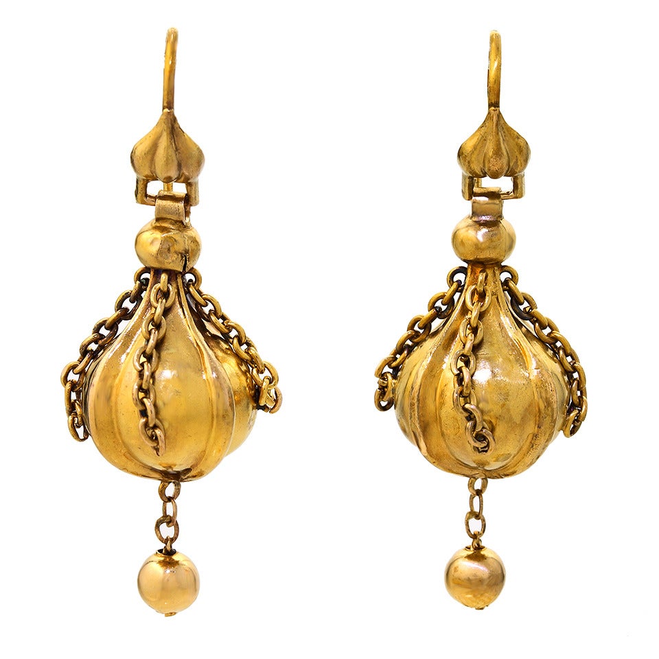 Antique English Gold Drop Earrings