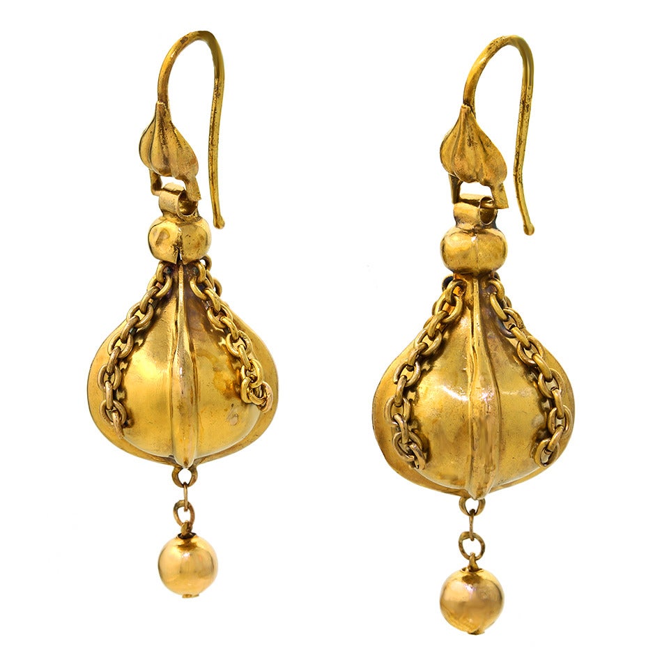 Victorian Antique English Gold Drop Earrings