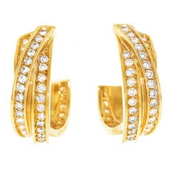 Retro Cartier Diamond Gold Trinity Hoop Earrings