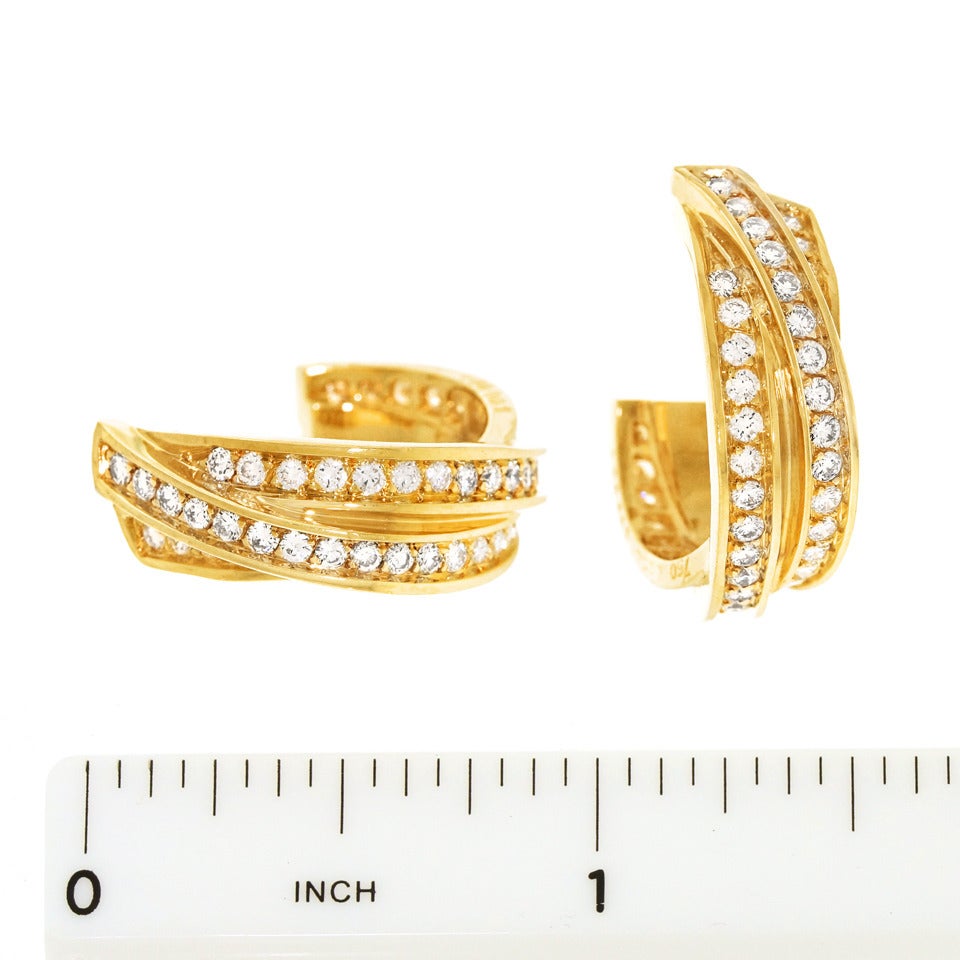 Cartier Diamond Gold Trinity Hoop Earrings 2