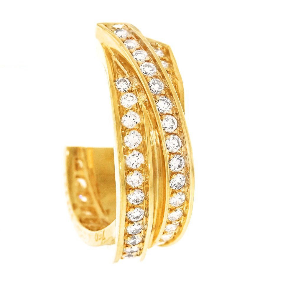 Cartier Diamond Gold Trinity Hoop Earrings 4