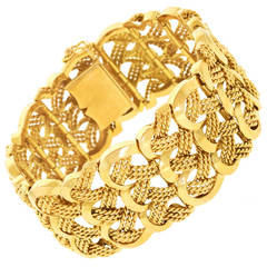 Antique French Art Deco Gold Rope Motif Link Bracelet