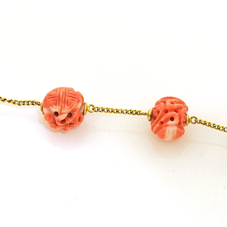 Women's Natural Coral and Gold Necklace
