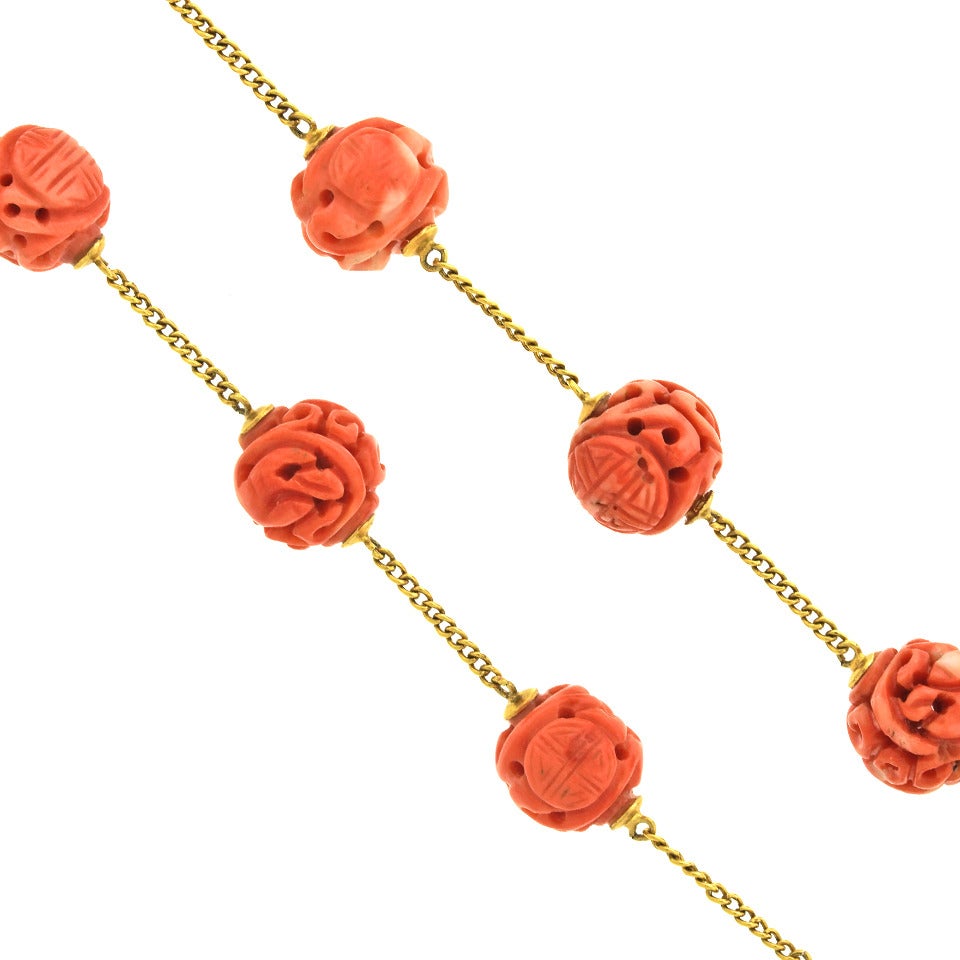 Natural Coral and Gold Necklace 2
