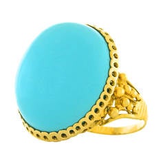 Alchemy Collection "Blue Baroque" Turquoise Gold Cocktail Ring