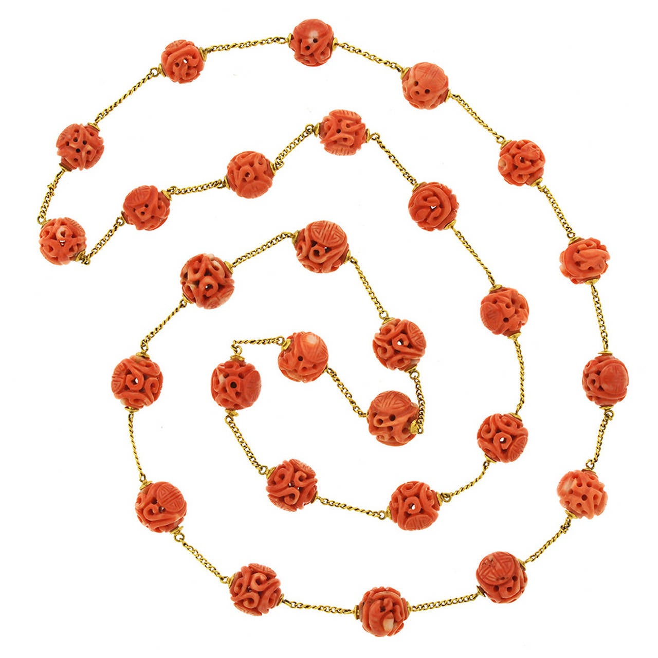 Natural Coral and Gold Necklace