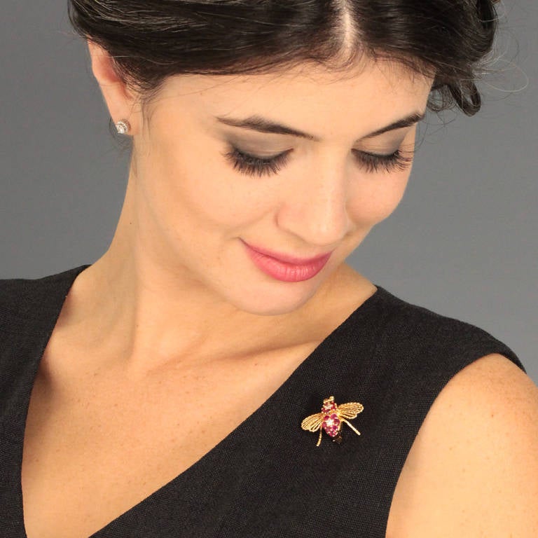 Cartier Ruby Diamond Bee Pin