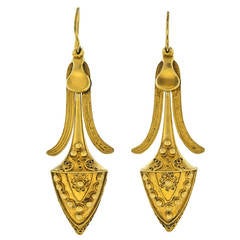 Antique Etruscan Revival Gold Earrings 6