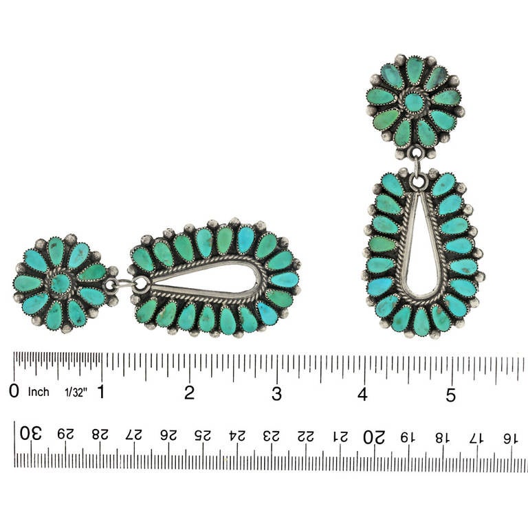 Navajo Turquoise and Sterling Dangle Earrings 1