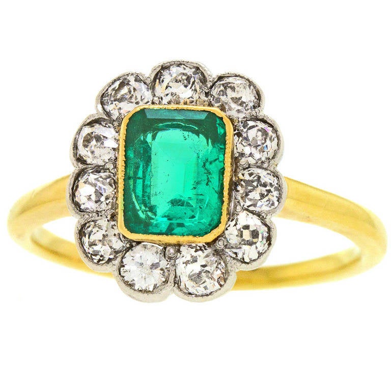 Antique Emerald and Diamond Ring