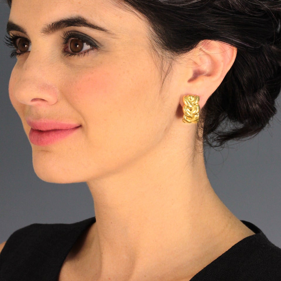 Women's Cartier Braided Motif Gold Earrings