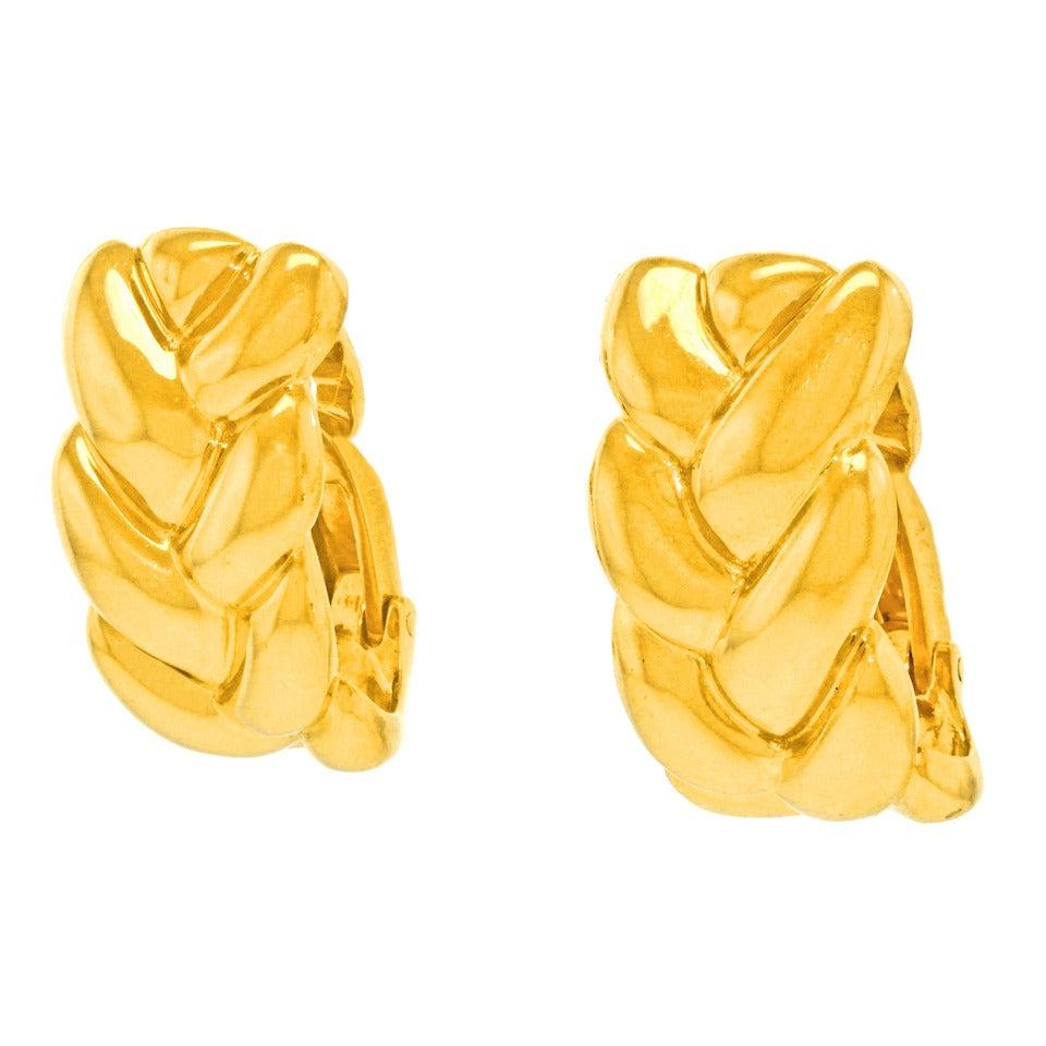 Cartier Braided Motif Gold Earrings 4