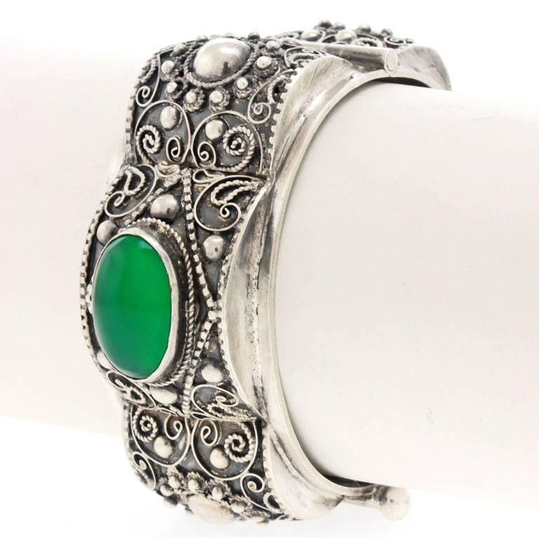 French Moresque Aesthetic Silver Bangle Bracelet