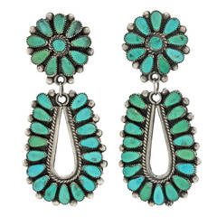 Vintage Navajo Turquoise and Sterling Dangle Earrings