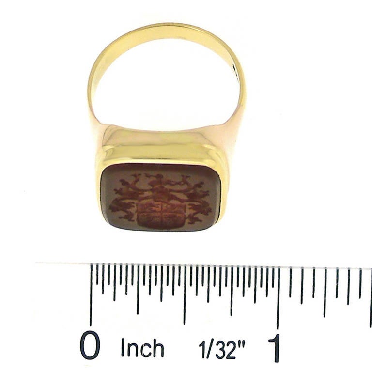 Carnelian Intaglio Signet Ring In Excellent Condition In Litchfield, CT
