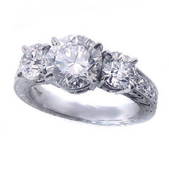 1.72 Carat F VS1 Diamond Engagement Ring Platinum GIA Cert