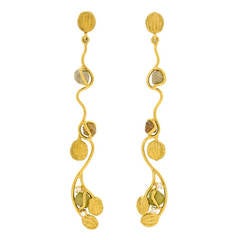 Retro Abstract Naturalistic Raw Colored Diamond Earrings