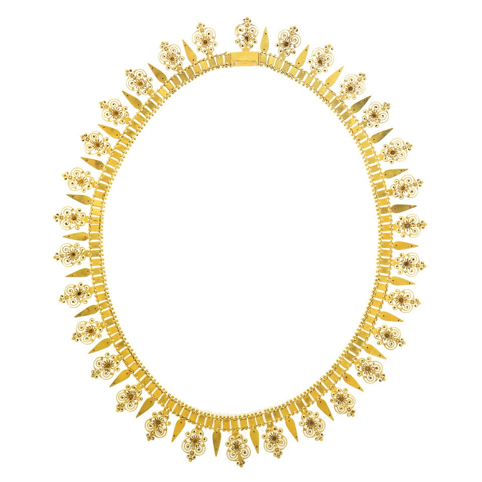 Antique Etruscan Revival Gold Necklace 1
