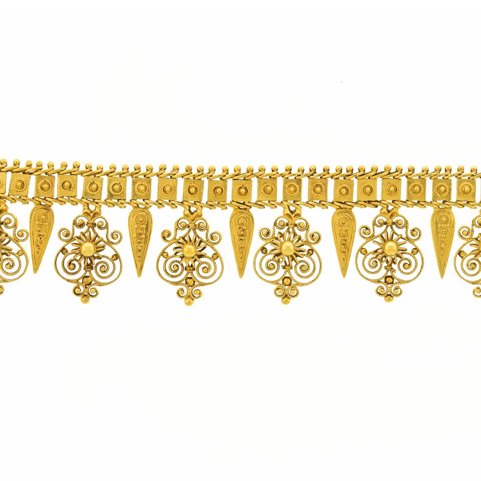 Antique Etruscan Revival Gold Necklace 3