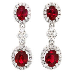 Ruby Diamond Gold Drop Earrings