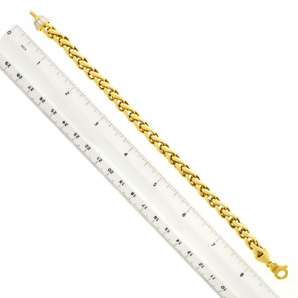 Russian Diamond Gold Braid Chain Bracelet 1