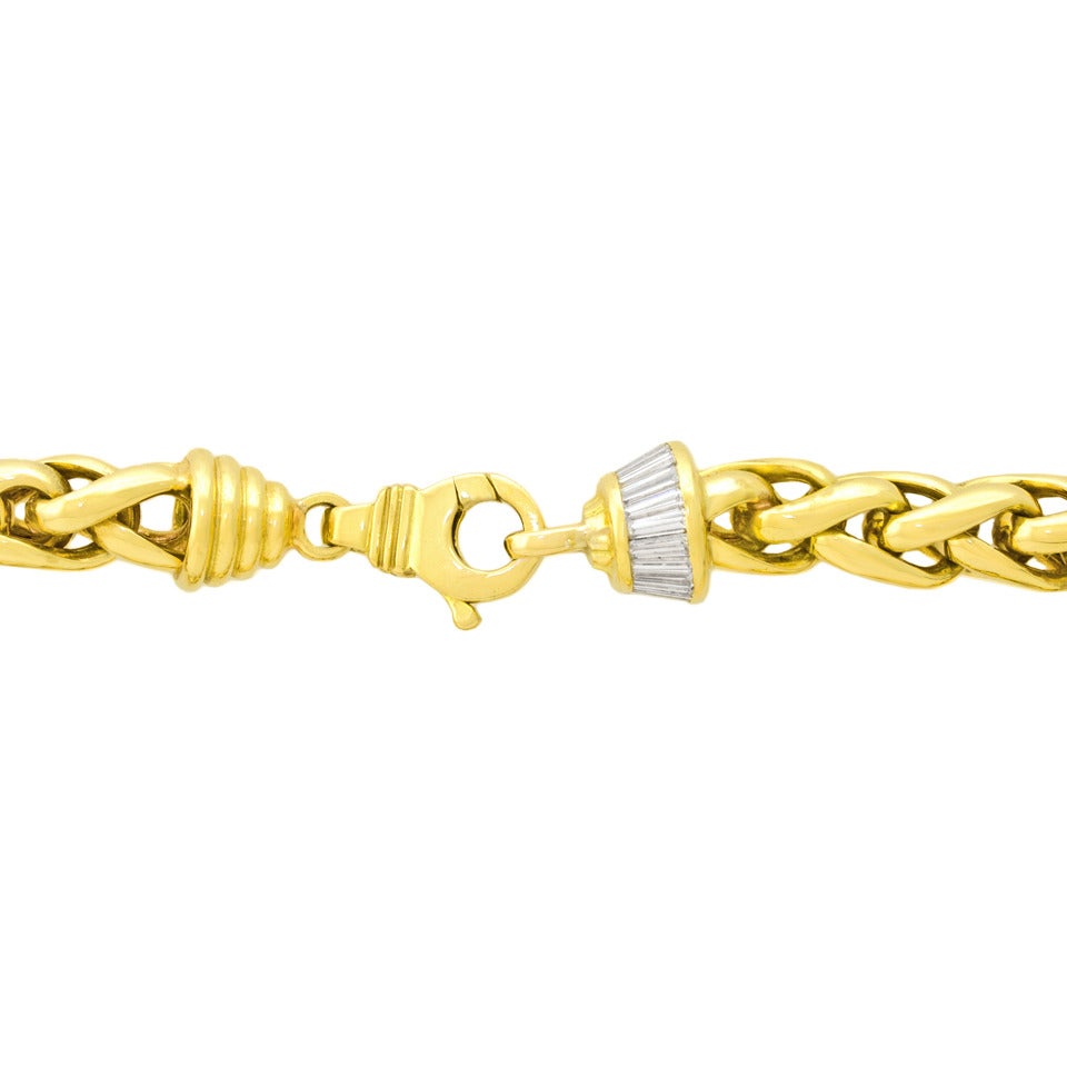 Russian Diamond Gold Braid Chain Bracelet 2